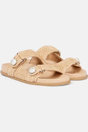 Jimmy Choo Fayence leather-trimmed raffia sandals