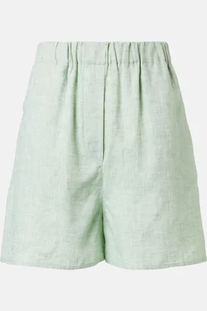Loro Piana Angelo high-rise linen Bermuda shorts