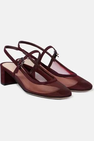Gianvito Rossi 45 leather-trimmed slingback Mary Jane pumps