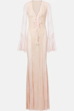 Bananhot Nori ruffled lace maxi dress