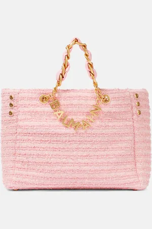 Balmain 1945 raffia leather-trimmed tote bag