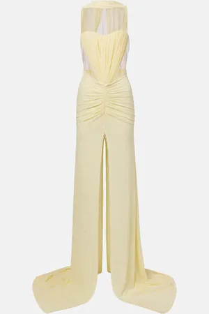 DAVID KOMA Ruched halterneck gown