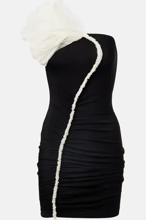 Nensi Dojaka Floral-appliquÃ© asymmetric minidress