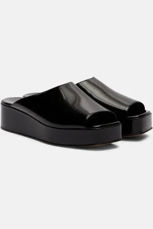 The Row Emi patent leather platform mules