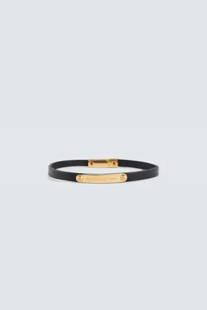 Saint Laurent Logo-plaque leather bracelet