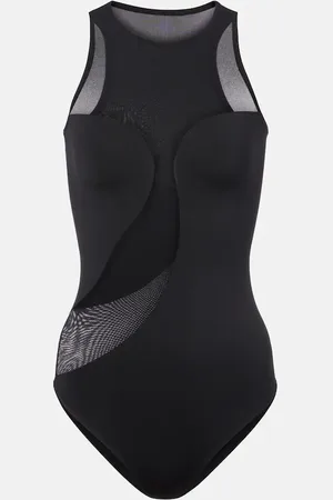 Wolford Asymmetric semi-sheer satin bodysuit