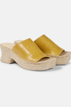 Loewe Petal Anagram leather espadrille wedges