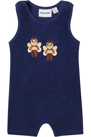 Mini Rodini Baby embroidered cotton terry playsuit