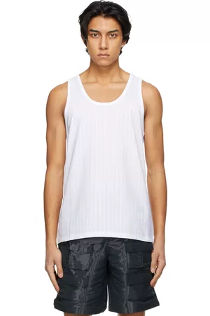 Givenchy Men Tank Tops - White Pinstripe Tank Top