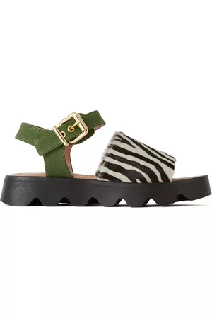 Marni Kids Black & White Zebra Fringe Sandals