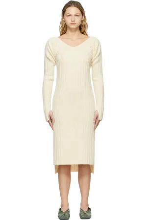 determ; Off-White Collagen Sleeve Knit Dress