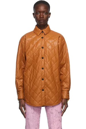 Msgm Tan Quilted Faux-Leather Jacket