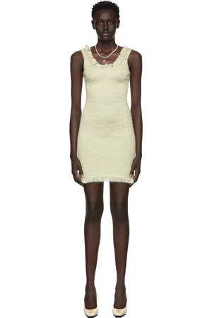 Gauntlett Cheng SSENSE Exclusive Yellow Knit Bubble Fringe Short Dress