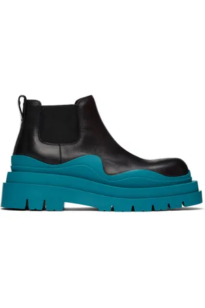 Bottega Veneta Black & Blue Low Tire Chelsea Boots