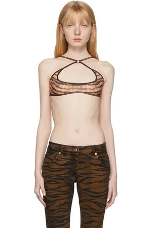 KNWLS Orange & Black Nulle Alter Neck Sports Bra