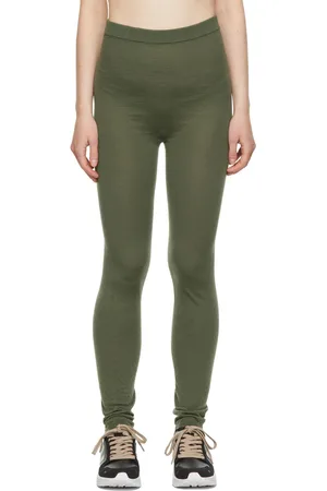 Rick Owens Green Soft Classic Stitch Knit Leggings
