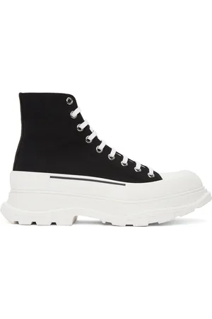 Alexander McQueen Black & White Tread Slick Hi Sneakers