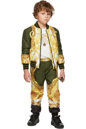 VERSACE Kids Green & Gold Informal Barocco Track Pants