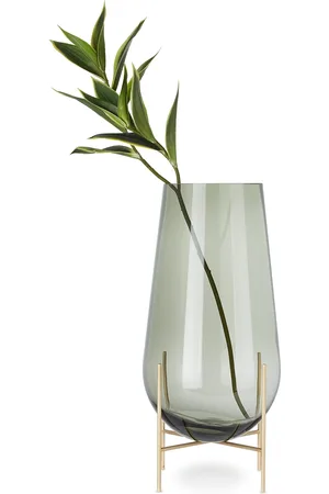 Menu Smoke Glass & Brass Medium Échasse Vase