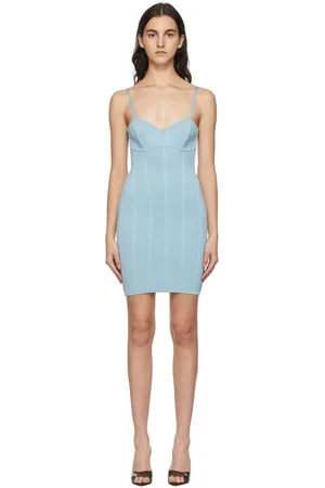 Hervé Léger Blue Ottoman Sweetheart Mini Dress