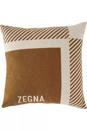 Ermenegildo Zegna Brown Geometric Brushed Pillow