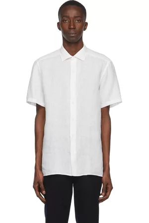 Ermenegildo Zegna Men Short sleeves - White Linen Short Sleeve Shirt