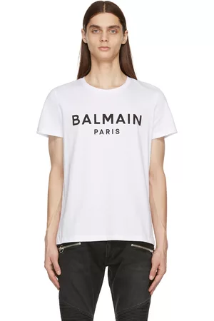 Balmain Men Short Sleeve - White Logo T-Shirt