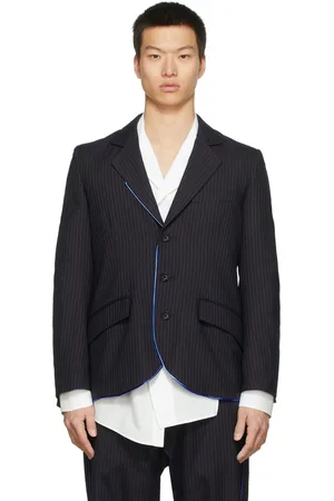 Sulvam & Blue Round Hem Piping Blazer