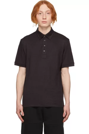 Ermenegildo Zegna Men Polo Shirts - Navy Linen Polo