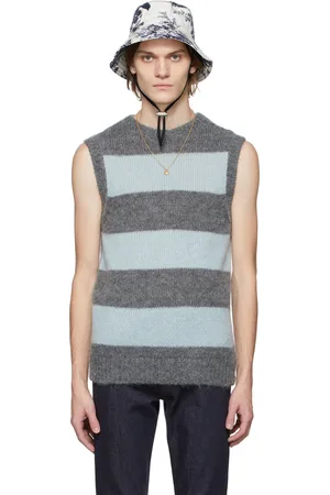 Erdem Grey & Blue Mohair Ethan Vest