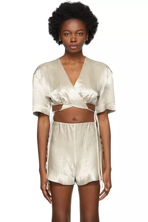 Yuzefi Women Short Sleeve - SSENSE Exclusive Beige Wrap Top T-Shirt