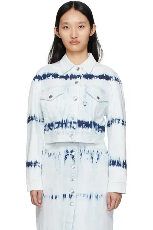 Stella McCartney Indigo Stripe Tie-Dye Cropped Denim Jacket