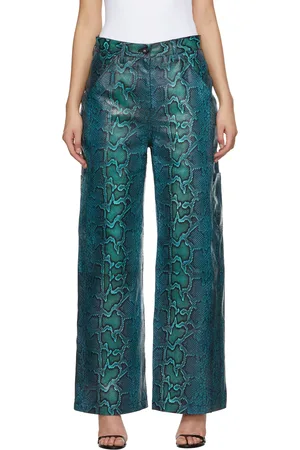J6 Blue & Green Python Carpenter Leather Pants