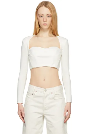 Rokh White Bustiere Corset Long Sleeve T-Shirt