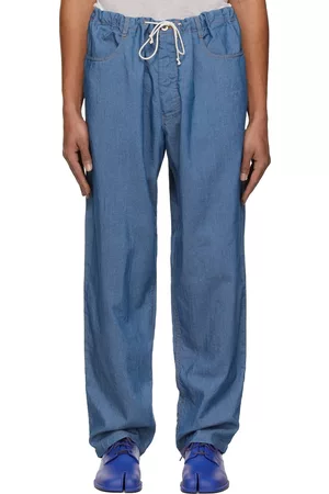 Maison Margiela Men Pants - Blue Cotton Trousers
