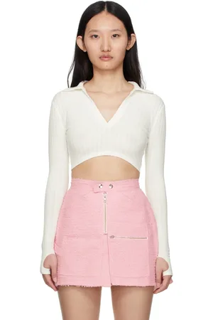 BONBOM Off-White Cropped Long Sleeve Polo