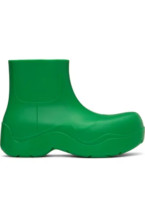 Bottega Veneta Green Matte Puddle Chelsea Boots