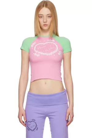 Maisie Wilen Women Short Sleeve - Pink & Green Slinky T-Shirt