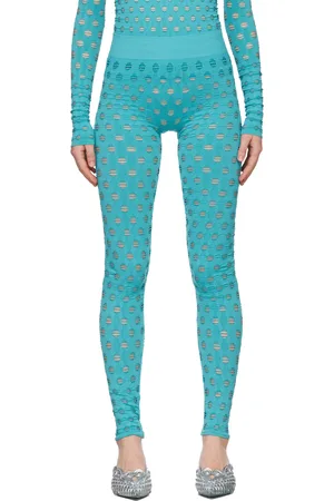 Maisie Wilen SSENSE Exclusive Blue Perforated Leggings