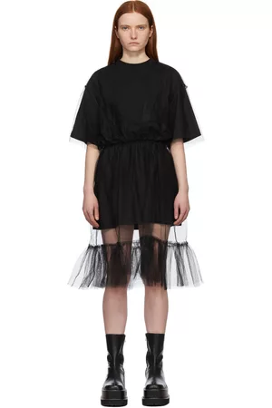 Msgm Women Party Dresses - Black Tulle T-Shirt Dress