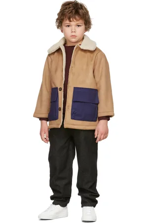 Wynken Kids Tan & Navy Faux-Fur Discovery Coat