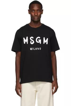 Msgm Men Short Sleeve - Black Logo T-Shirt
