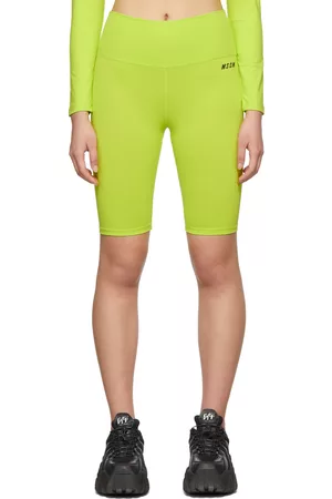 Msgm Women Shorts - Green Micro Logo Bike Shorts