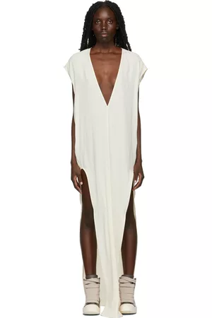 Rick Owens Women Party Dresses - Off-White Silk Arrowhead Gown Dress