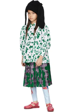 Chopova Lowena Kids White & Green Flocked Shirt