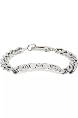 Gucci logo-plaque Engraved Chain Bracelet - Silver