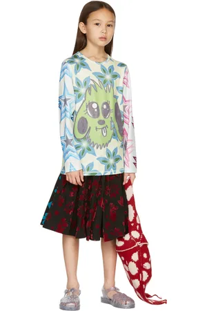 Chopova Lowena Kids Red & Blue Gathered Skirt