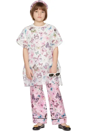 VERSACE Kids Pink Silk Butterfly Lounge Pants