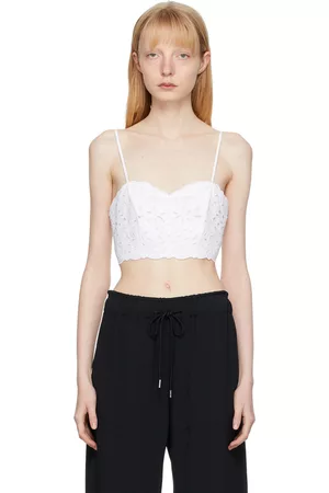 Chloé Women Tank Tops - White Broderie Anglaise Tank Top