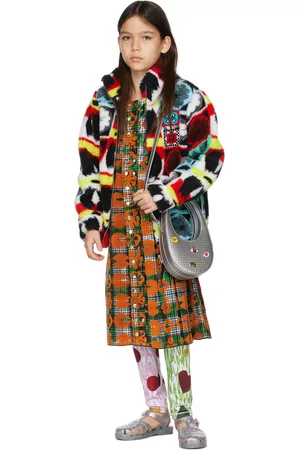 Chopova Lowena Kids Orange & Grey Kilt Dress